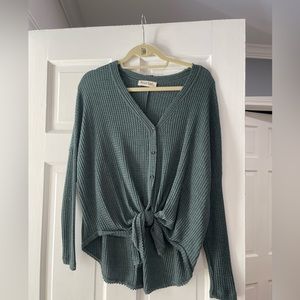 Button up sweater with tie